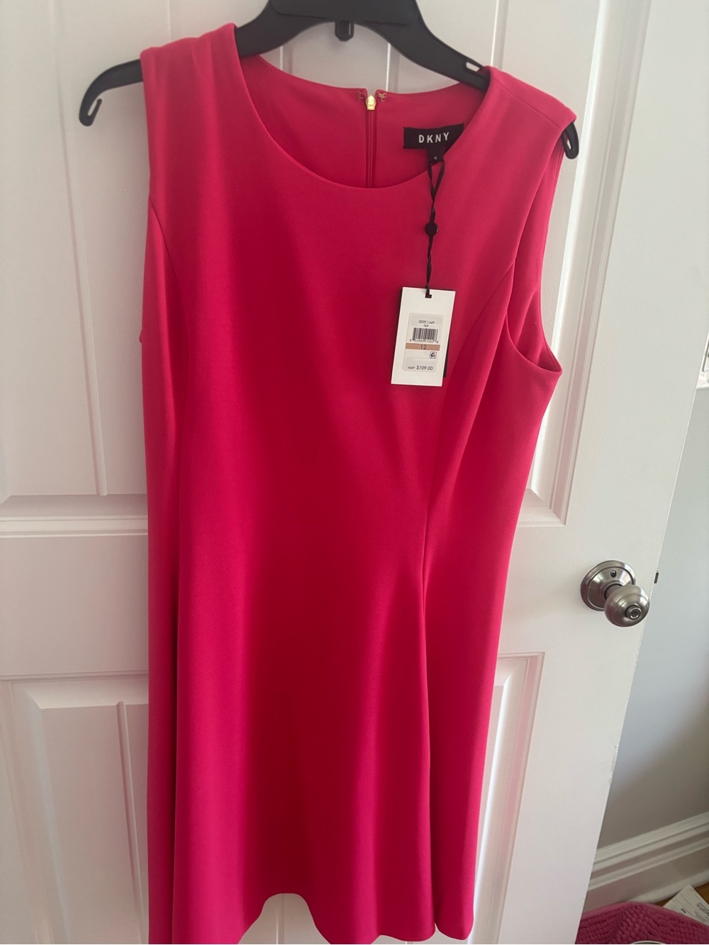 DKNY Sleeveless Midi Dress in Hot Pink